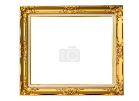 Foto de Magnífico marco de madera dorada en estilo Luis XVI. Francia Siglo XIX, aislado sobre fondo blanco con camino de recorte, Marco de fotos, intrerior - Imagen libre de derechos