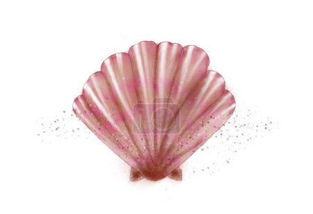 Photo for Illustration of pink colourful seashell. Idea for art, books , childrens cartoon - Royalty Free Image
