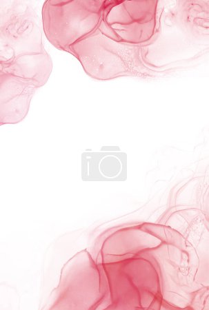 Téléchargez les photos : Encre d'alcool fond rose et blanc avec espace de copie - en image libre de droit