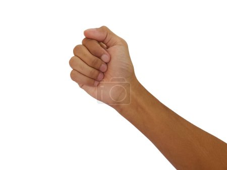 Photo for Male clenched fist, isolated on a white background Man hand with a fist. Alpha. Protest - Royalty Free Image