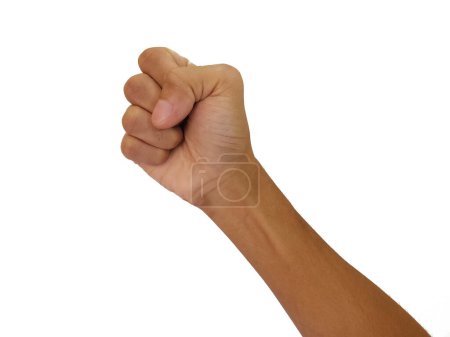 Photo for Male clenched fist, isolated on a white background Man hand with a fist. Alpha. Protest - Royalty Free Image