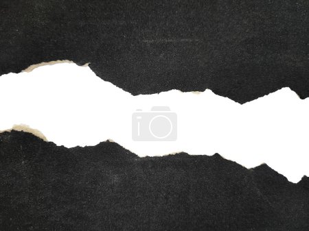 Photo for Ripped black paper isolated, copy space. torn sandpaper texture overlay - Royalty Free Image