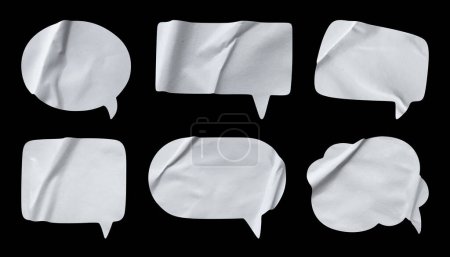 Photo for Bubble speech shape in white paper texture. Set of balloon text isolated for retro comic and design element. 03 - Royalty Free Image