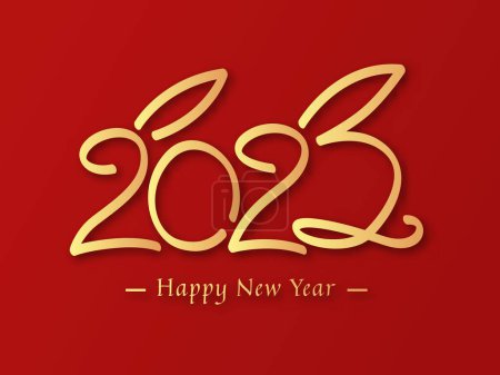 Ilustración de 2023 Tipografía Texto Logo con un concepto de conejo Feliz Año Nuevo 2 - Imagen libre de derechos