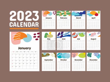 Illustration for New Year 2023 Calendar Planner Template. Abstract Geometry Template - Royalty Free Image