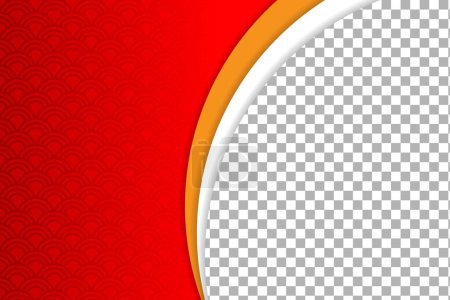 Ilustración de Diseño de plantilla de fondo rojo con patrón japonés. Fondo de pantalla geométrico abstracto con espacio para la foto. Publicidad en Redes Sociales, Banner, Promoción de Alimentos - Imagen libre de derechos
