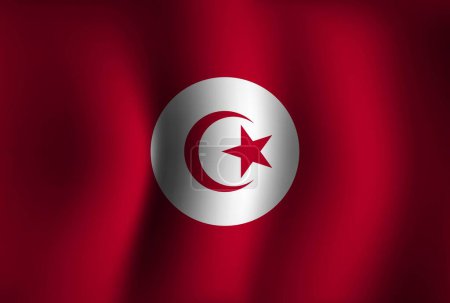 Illustration for Tunisia Flag Background Waving 3D. National Independence Day Banner Wallpaper - Royalty Free Image