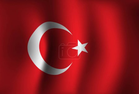 Illustration for Turkey Flag Background Waving 3D. National Independence Day Banner Wallpaper - Royalty Free Image