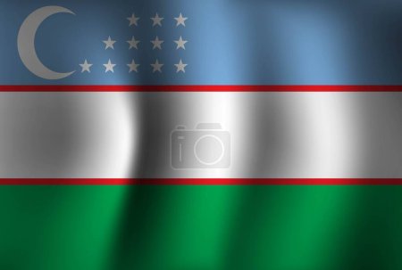Illustration for Uzbekistan Flag Background Waving 3D. National Independence Day Banner Wallpaper - Royalty Free Image