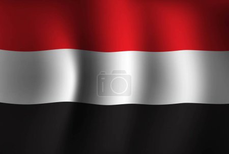 Ilustración de Yemen Bandera de fondo ondeando 3D. Banner del Día Nacional de la Independencia Fondo de pantalla - Imagen libre de derechos