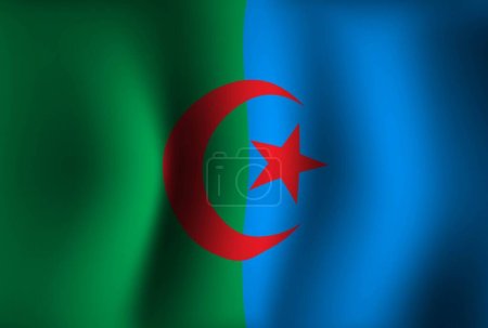 Illustration for Algeria Flag Background Waving 3D. National Independence Day Banner Wallpaper - Royalty Free Image