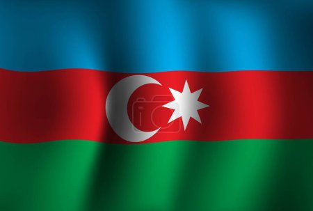 Illustration for Azerbaijan Flag Background Waving 3D. National Independence Day Banner Wallpaper - Royalty Free Image