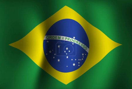Illustration for Brazil Flag Background Waving 3D. National Independence Day Banner Wallpaper - Royalty Free Image