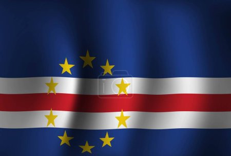 Ilustración de Bandera de Cabo Verde Fondo Ondeando 3D. Banner del Día Nacional de la Independencia Fondo de pantalla - Imagen libre de derechos