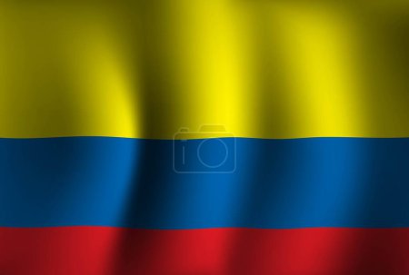 Ilustración de Colombia Bandera Antecedentes Ondeando 3D. Banner del Día Nacional de la Independencia Fondo de pantalla - Imagen libre de derechos