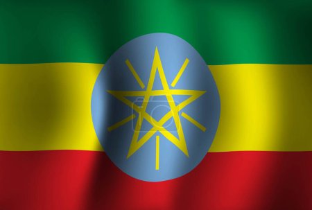Illustration for Ethiopia Flag Background Waving 3D. National Independence Day Banner Wallpaper - Royalty Free Image
