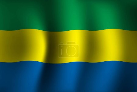 Illustration for Gabon Flag Background Waving 3D. National Independence Day Banner Wallpaper - Royalty Free Image