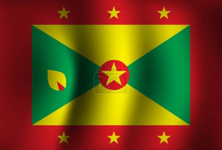 Illustration for Grenada Flag Background Waving 3D. National Independence Day Banner Wallpaper - Royalty Free Image