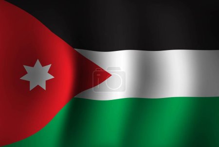 Illustration for Jordan Flag Background Waving 3D. National Independence Day Banner Wallpaper - Royalty Free Image
