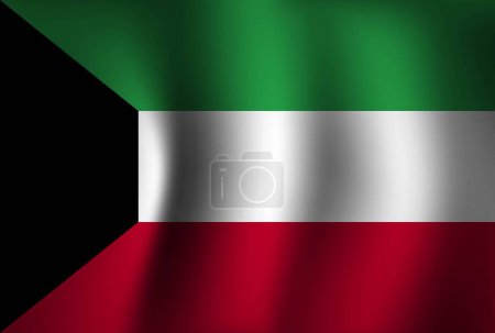 Illustration for Kuwait Flag Background Waving 3D. National Independence Day Banner Wallpaper - Royalty Free Image
