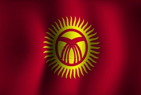 Illustration for Kyrgyzstan Flag Background Waving 3D. National Independence Day Banner Wallpaper - Royalty Free Image