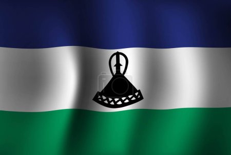 Illustration for Lesotho Flag Background Waving 3D. National Independence Day Banner Wallpaper - Royalty Free Image