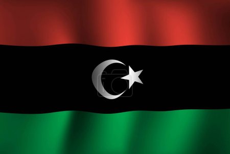Ilustración de Libia Bandera de fondo ondeando 3D. Banner del Día Nacional de la Independencia Fondo de pantalla - Imagen libre de derechos