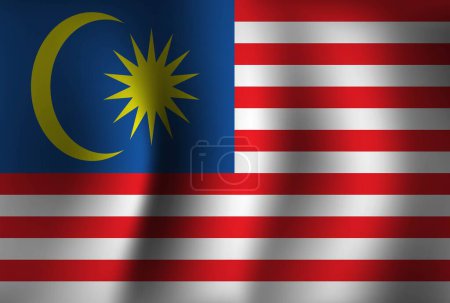Illustration for Malaysia Flag Background Waving 3D. National Independence Day Banner Wallpaper - Royalty Free Image