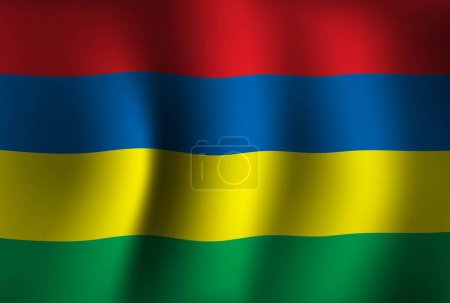Illustration for Mauritius Flag Background Waving 3D. National Independence Day Banner Wallpaper - Royalty Free Image