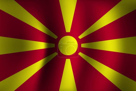 Téléchargez les illustrations : Drapeau de Macédoine du Nord Fond agitant 3D. Fond d'écran de bannière Journée nationale de l'indépendance - en licence libre de droit