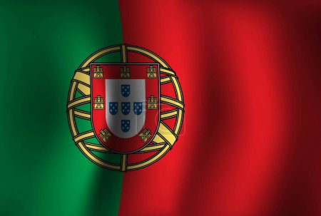 Illustration for Portugal Flag Background Waving 3D. National Independence Day Banner Wallpaper - Royalty Free Image