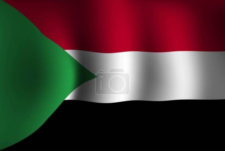 Illustration for Sudan Flag Background Waving 3D. National Independence Day Banner Wallpaper - Royalty Free Image