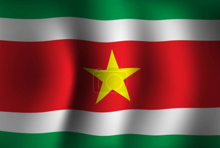 Illustration for Suriname Flag Background Waving 3D. National Independence Day Banner Wallpaper - Royalty Free Image