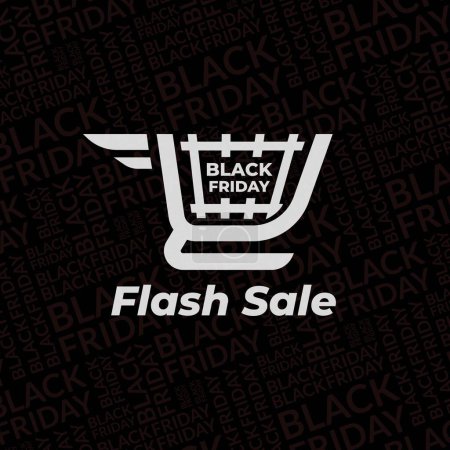 Ilustración de Logo de carro rápido en venta flash en evento de viernes negro con fondo de tipografía de viernes negro - Imagen libre de derechos