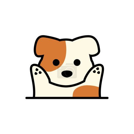 Ilustración de Lindo cachorro o perro ilustración de dibujos animados. Animal levantando la mano Wildlife Icon Vector Design Concept Vector Premium aislado. Estilo de cara plana - Imagen libre de derechos