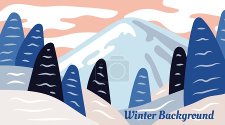 Ilustración de Diseño de fondo de paisaje de invierno plano - Imagen libre de derechos