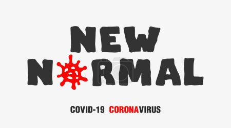 Illustration for New Normal Text Word Vector Design. New Normal Typography with Corona Virus Icon Illustration in white background - Royalty Free Image