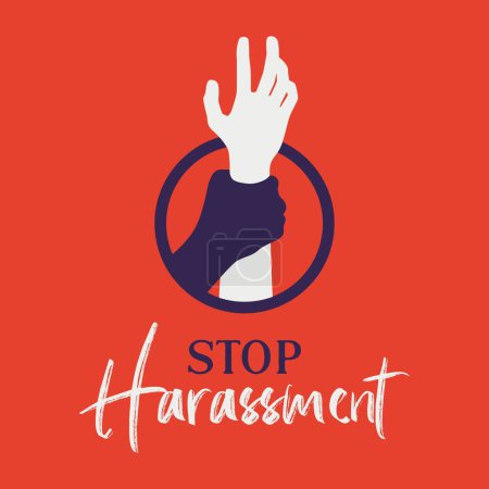 Illustration for Stop Harassment Concept with Hand held Illustration Symbol - Royalty Free Image