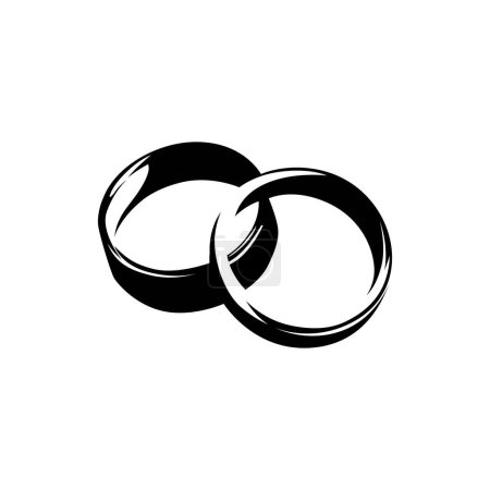 Téléchargez les illustrations : Conception d'illustration vectorielle d'anneau de couple de mariage - en licence libre de droit