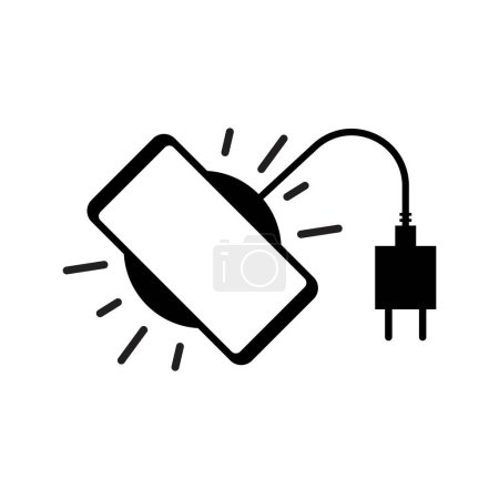 Illustration for Wireless Phone Charging icon with a plug. wire less Connection and Disconnection vector illustration. charge for smartphone isolated on white background - Royalty Free Image
