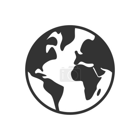 Téléchargez les illustrations : Silhouette un vecteur de globe. Icône de carte du monde noir mignon - en licence libre de droit