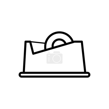 Illustration for Masking Tape Icon Vector Illustration. black and white isolated outline Scotch tape in the dispenser box symbol design - Royalty Free Image