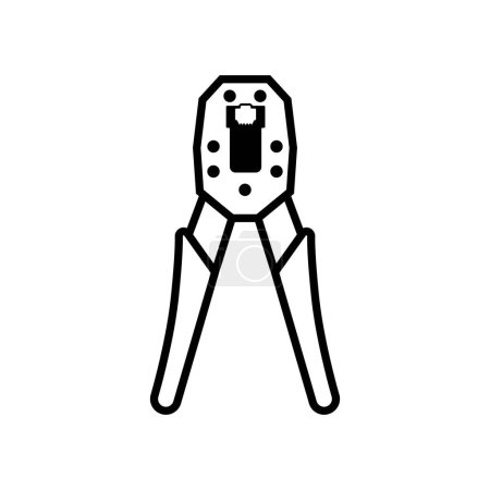 Illustration for Modular plug crimpers Icon for RJ-45, Crimper symbol, Crimping RJ 45 LAN cable with Twisting Cable Tool - Royalty Free Image