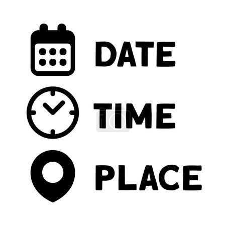 Illustration for Date, Time, Address or Place Icons Symbol 4 - Royalty Free Image