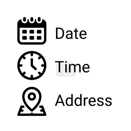 Illustration for Date, Time, Address or Place Icons Symbol - Royalty Free Image