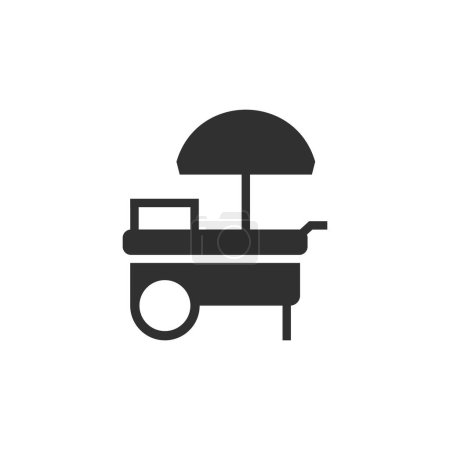 Illustration for Food Cart Icon. Black street retail or wheel market, kiosk trolley Isolated - Royalty Free Image