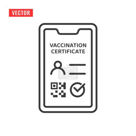 Téléchargez les illustrations : Illustration de l'icône du certificat de vaccination Covid-19. Carte internationale ou passeport comme preuve que vous avez été vacciné contre le virus de la couronne - en licence libre de droit