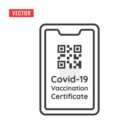 Téléchargez les illustrations : Illustration de l'icône du certificat de vaccination Covid-19. Carte internationale ou passeport comme preuve que vous avez été vacciné contre le virus de la couronne - en licence libre de droit