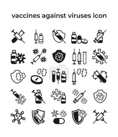 Illustration for Vaccines icon set. vaccines against viruses. protection from corona virus symbol illustration - Royalty Free Image