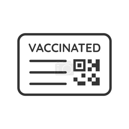 Ilustración de Icono de Certificado de Vacunación Covid-19 Ilustración con código de barras. Tarjeta como prueba de que ha sido vacunado contra el virus de la corona - Imagen libre de derechos